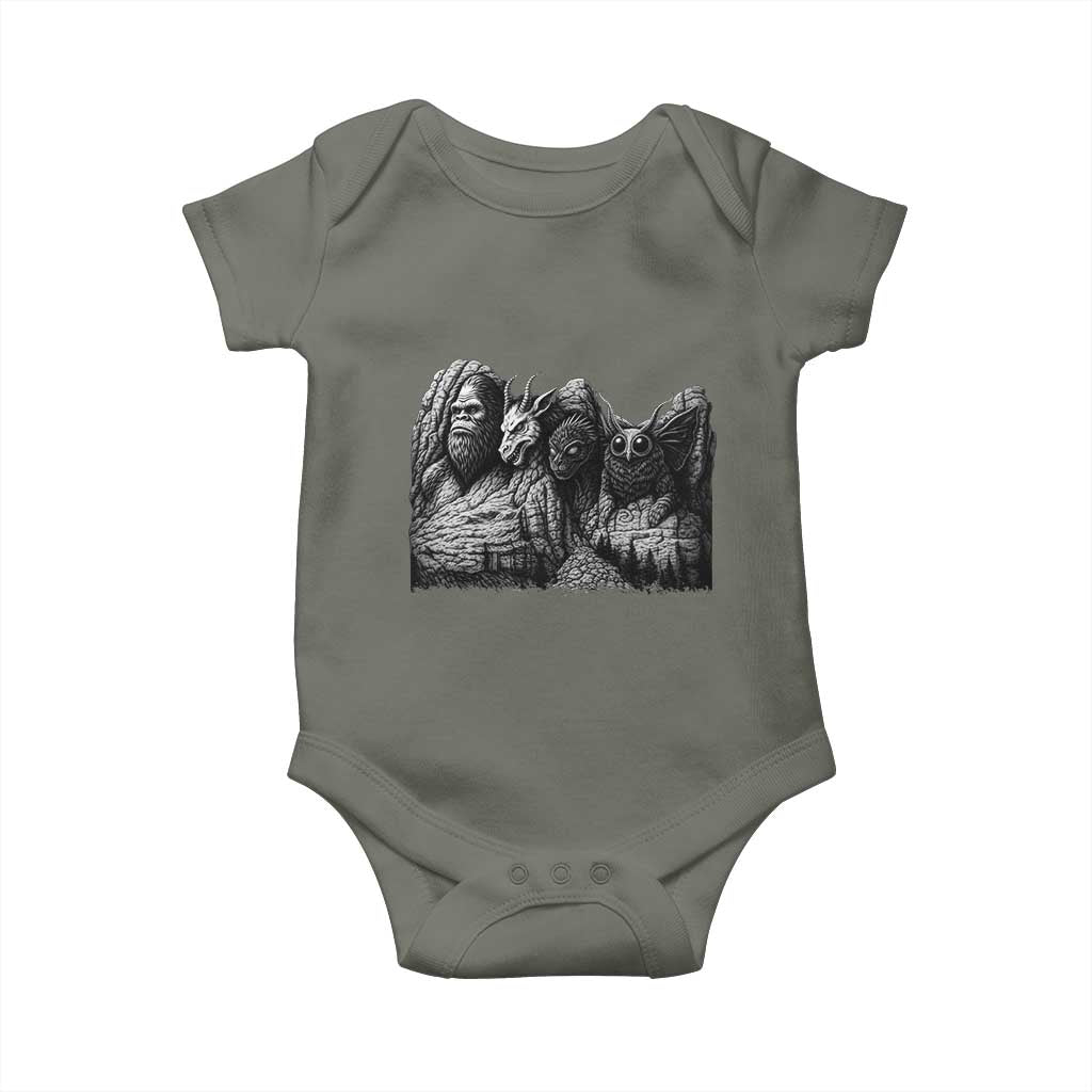 Cryptid Mount Rushmore Baby Onesie Bigfoot Mothman Jersey Devil Chupacabra