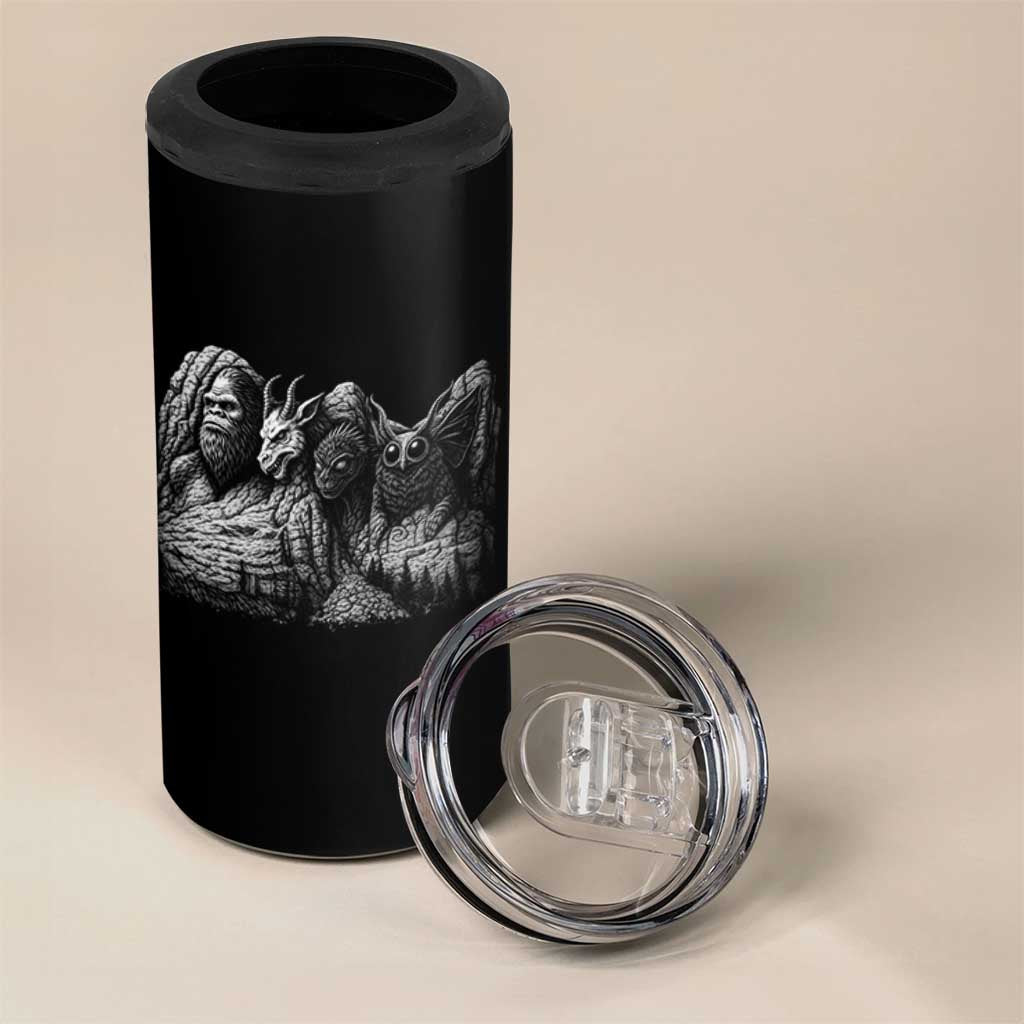 Cryptid Mount Rushmore 4 in 1 Can Cooler Tumbler Bigfoot Mothman Jersey Devil Chupacabra