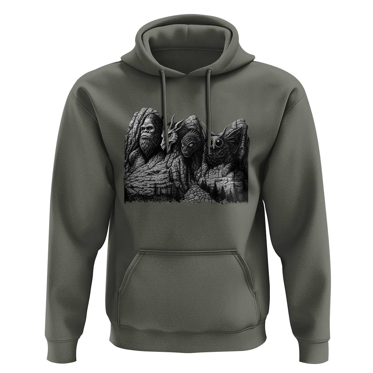 Cryptid Mount Rushmore Hoodie Bigfoot Mothman Jersey Devil Chupacabra