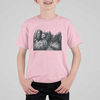Cryptid Mount Rushmore T Shirt For Kid Bigfoot Mothman Jersey Devil Chupacabra