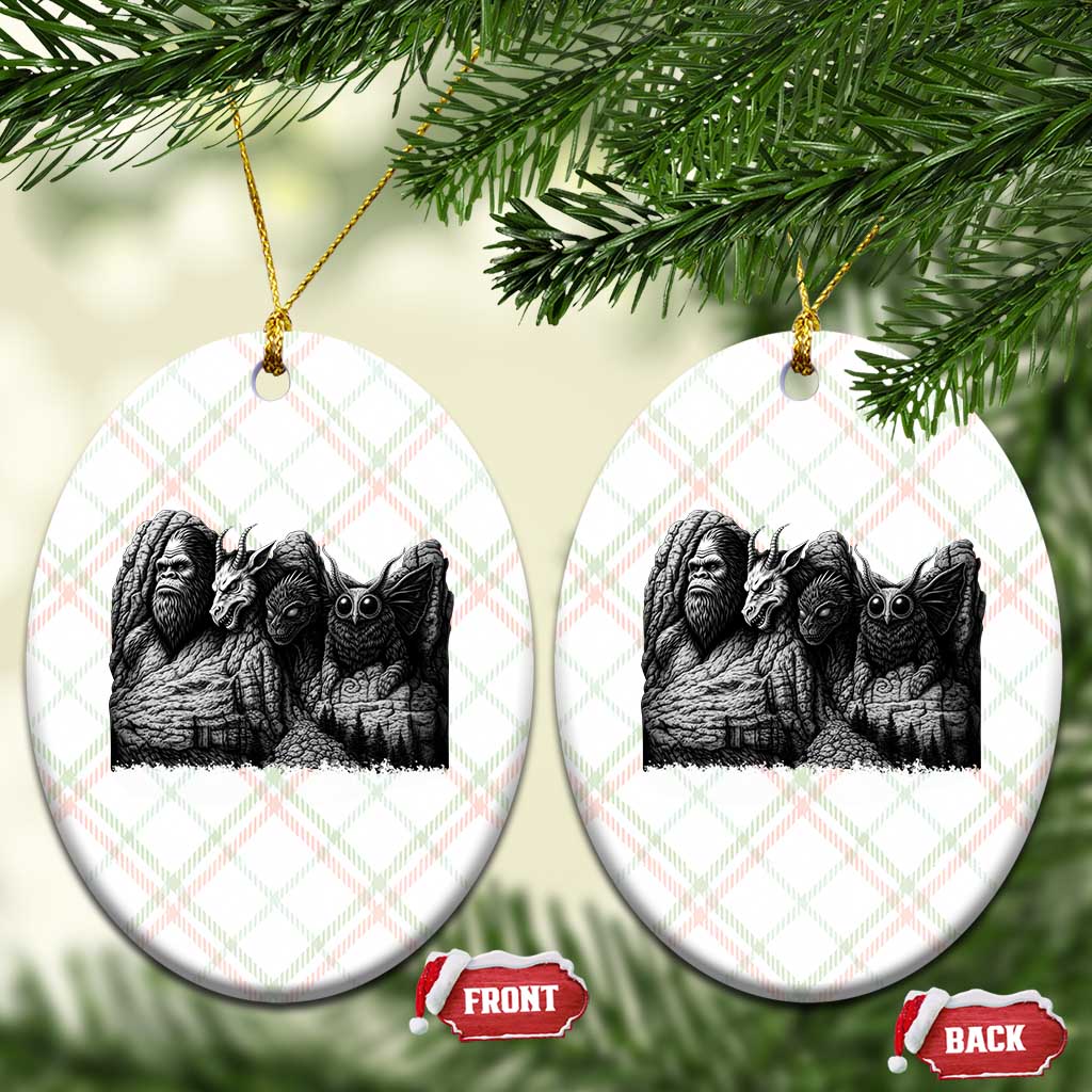 Cryptid Mount Rushmore Ceramic Ornament Bigfoot Mothman Jersey Devil Chupacabra