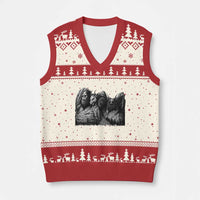 Cryptid Mount Rushmore V-Neck Knit Sweater Vest Bigfoot Mothman Jersey Devil Chupacabra