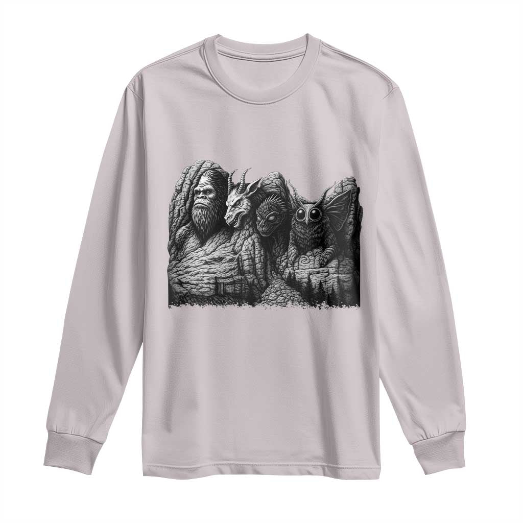 Cryptid Mount Rushmore Long Sleeve Shirt Bigfoot Mothman Jersey Devil Chupacabra