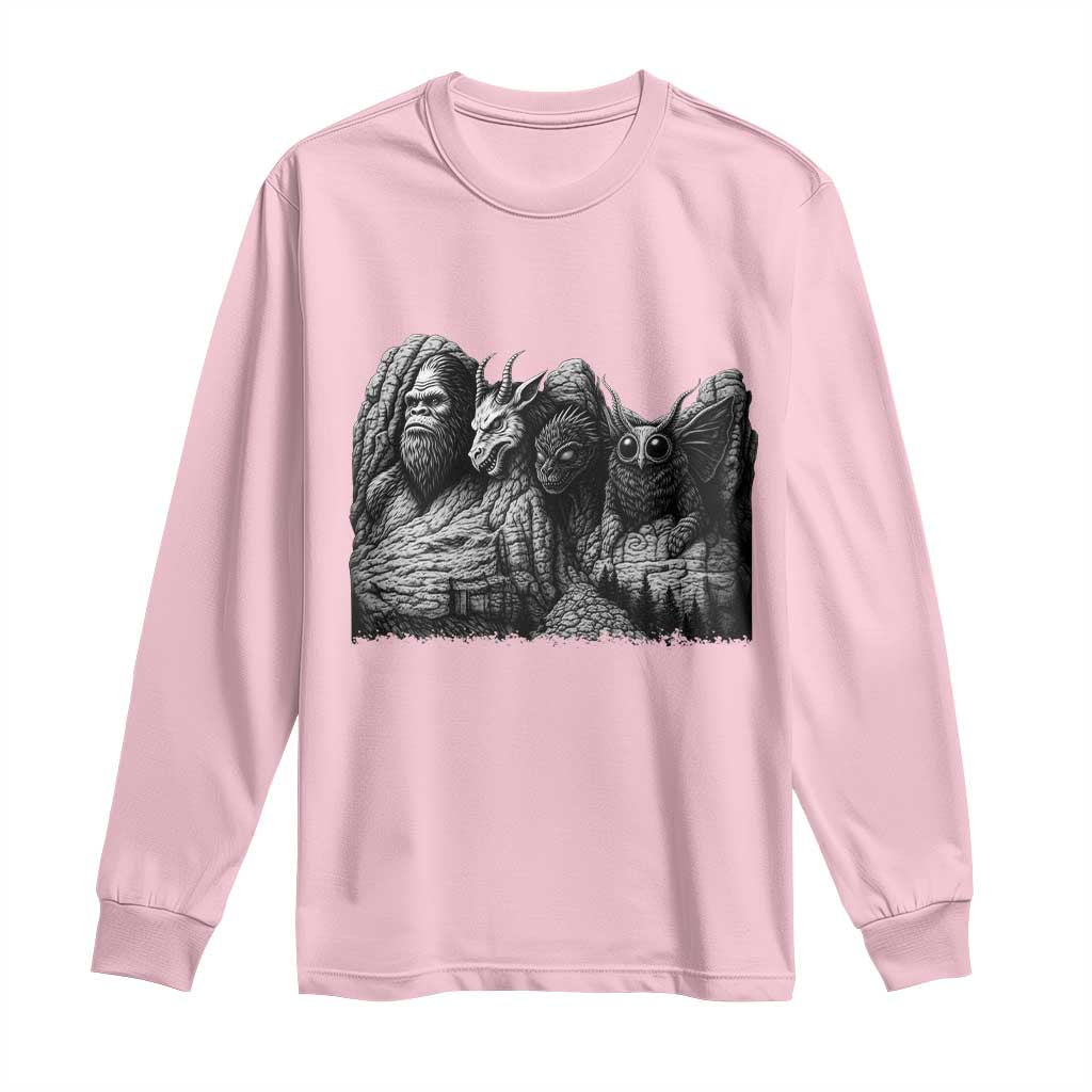 Cryptid Mount Rushmore Long Sleeve Shirt Bigfoot Mothman Jersey Devil Chupacabra