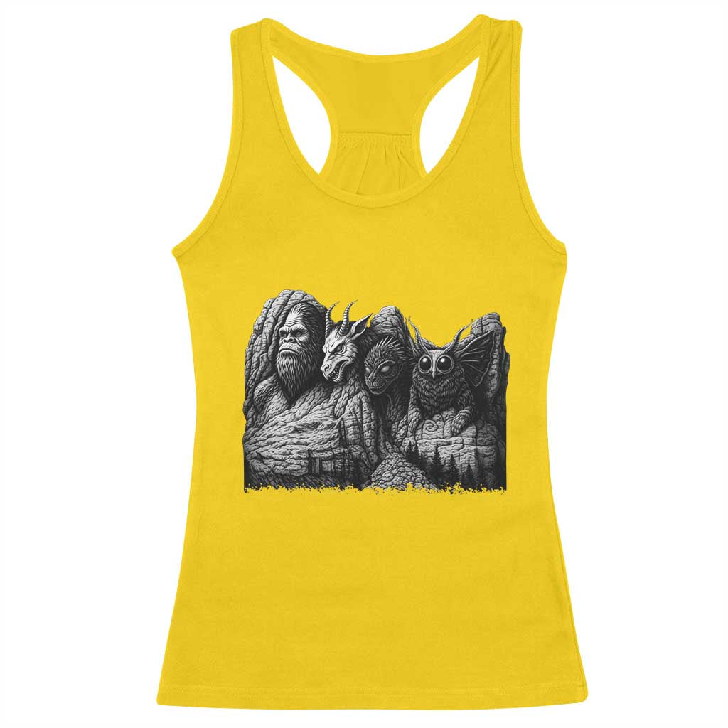 Cryptid Mount Rushmore Racerback Tank Top Bigfoot Mothman Jersey Devil Chupacabra