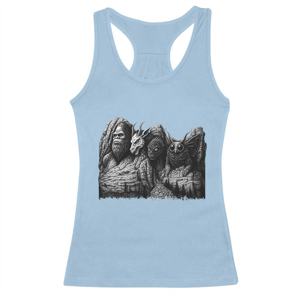 Cryptid Mount Rushmore Racerback Tank Top Bigfoot Mothman Jersey Devil Chupacabra