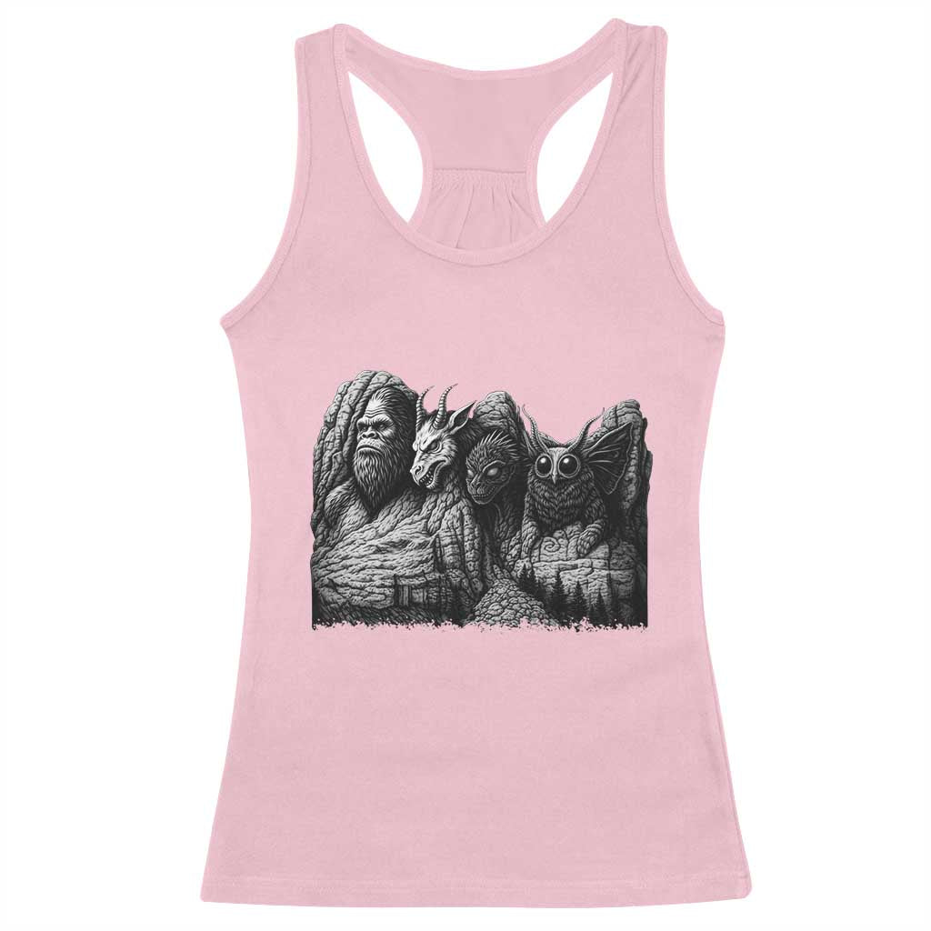 Cryptid Mount Rushmore Racerback Tank Top Bigfoot Mothman Jersey Devil Chupacabra