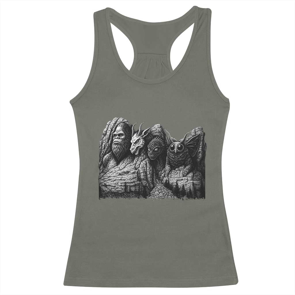 Cryptid Mount Rushmore Racerback Tank Top Bigfoot Mothman Jersey Devil Chupacabra