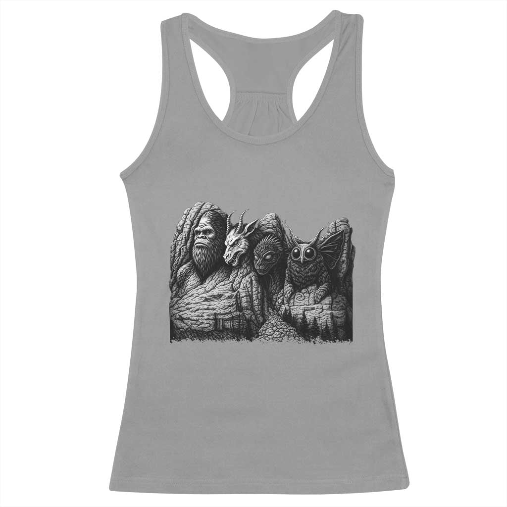 Cryptid Mount Rushmore Racerback Tank Top Bigfoot Mothman Jersey Devil Chupacabra