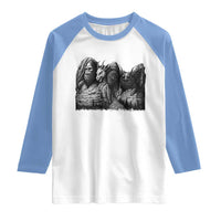 Cryptid Mount Rushmore Raglan Shirt Bigfoot Mothman Jersey Devil Chupacabra