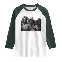 Cryptid Mount Rushmore Raglan Shirt Bigfoot Mothman Jersey Devil Chupacabra