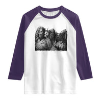 Cryptid Mount Rushmore Raglan Shirt Bigfoot Mothman Jersey Devil Chupacabra