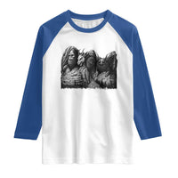 Cryptid Mount Rushmore Raglan Shirt Bigfoot Mothman Jersey Devil Chupacabra