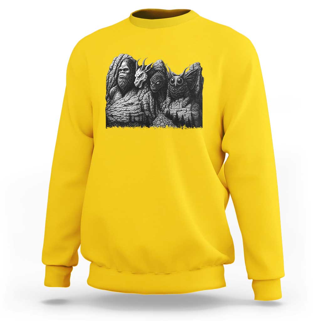 Cryptid Mount Rushmore Sweatshirt Bigfoot Mothman Jersey Devil Chupacabra