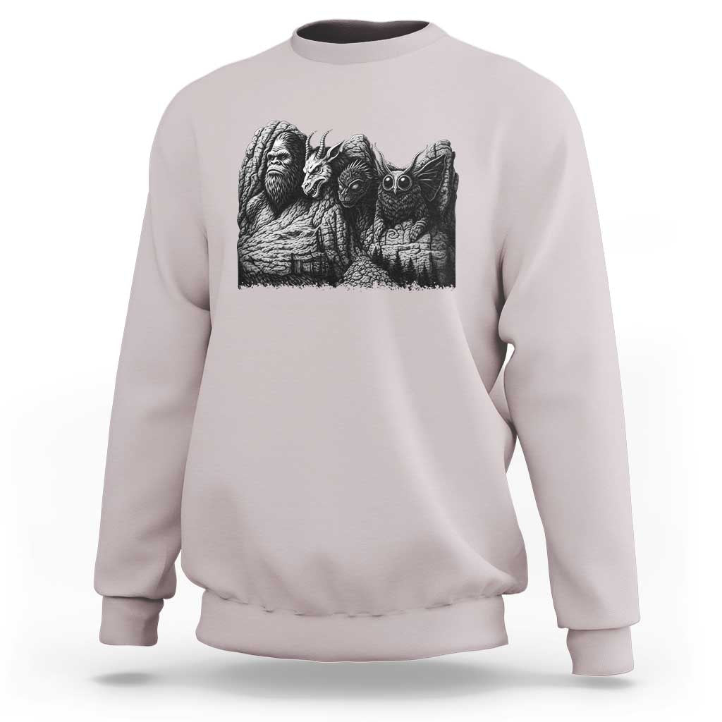 Cryptid Mount Rushmore Sweatshirt Bigfoot Mothman Jersey Devil Chupacabra