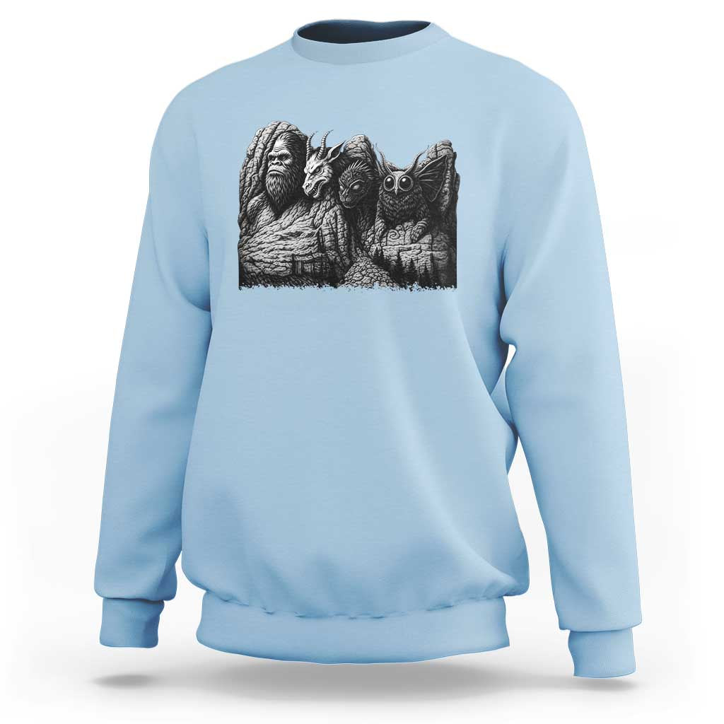 Cryptid Mount Rushmore Sweatshirt Bigfoot Mothman Jersey Devil Chupacabra