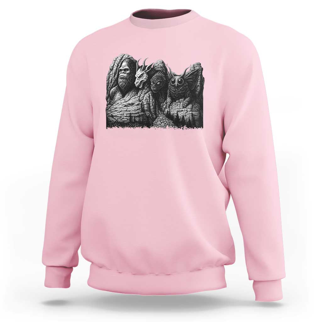 Cryptid Mount Rushmore Sweatshirt Bigfoot Mothman Jersey Devil Chupacabra
