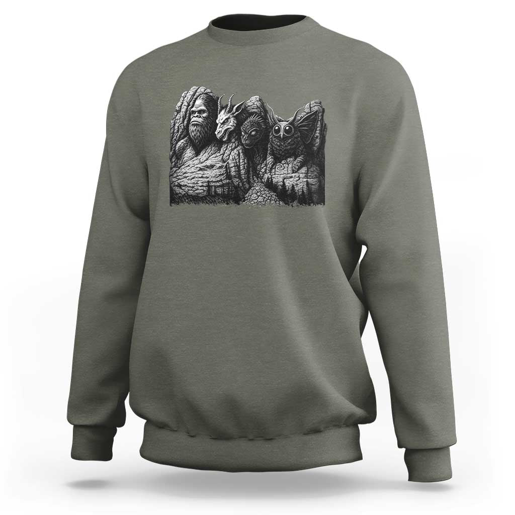 Cryptid Mount Rushmore Sweatshirt Bigfoot Mothman Jersey Devil Chupacabra