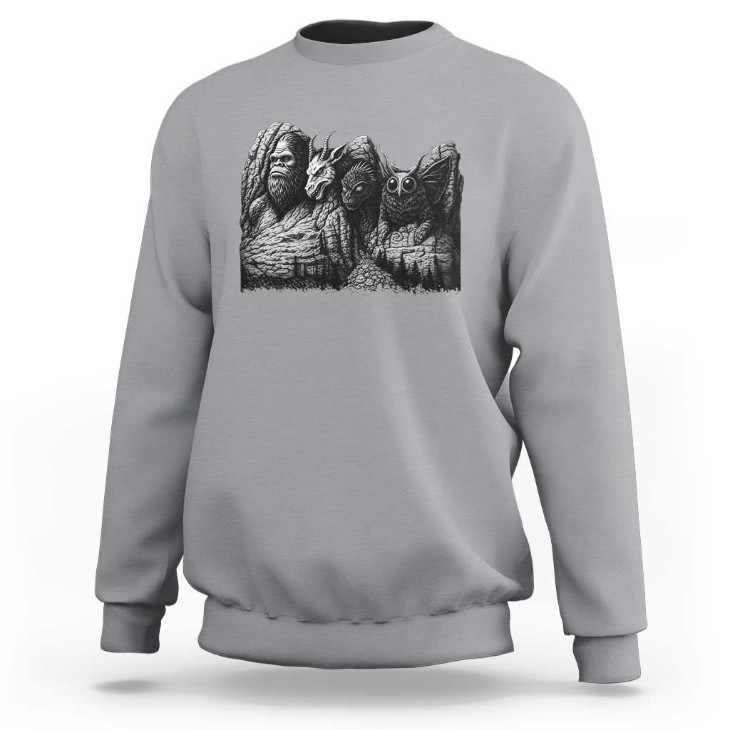 Cryptid Mount Rushmore Sweatshirt Bigfoot Mothman Jersey Devil Chupacabra