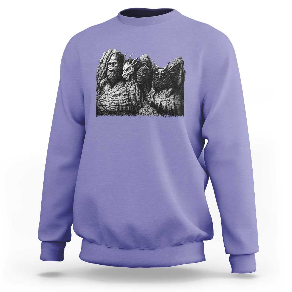 Cryptid Mount Rushmore Sweatshirt Bigfoot Mothman Jersey Devil Chupacabra