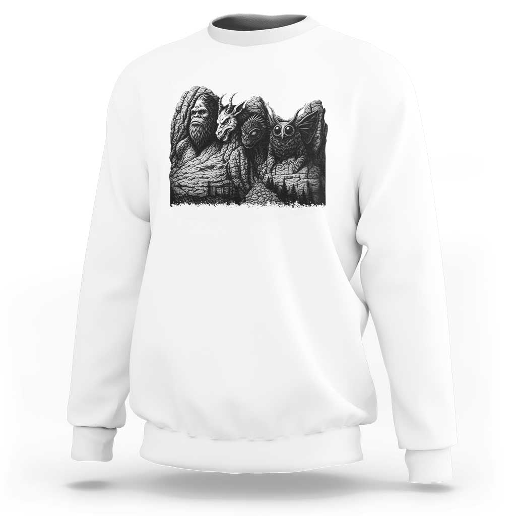 Cryptid Mount Rushmore Sweatshirt Bigfoot Mothman Jersey Devil Chupacabra