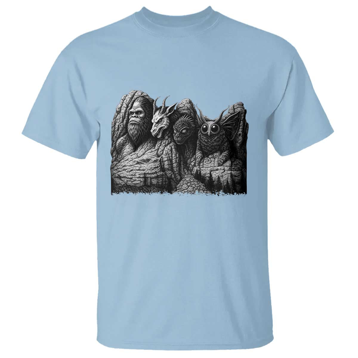 Cryptid Mount Rushmore T Shirt Bigfoot Mothman Jersey Devil Chupacabra