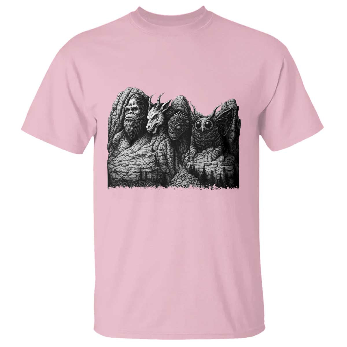 Cryptid Mount Rushmore T Shirt Bigfoot Mothman Jersey Devil Chupacabra