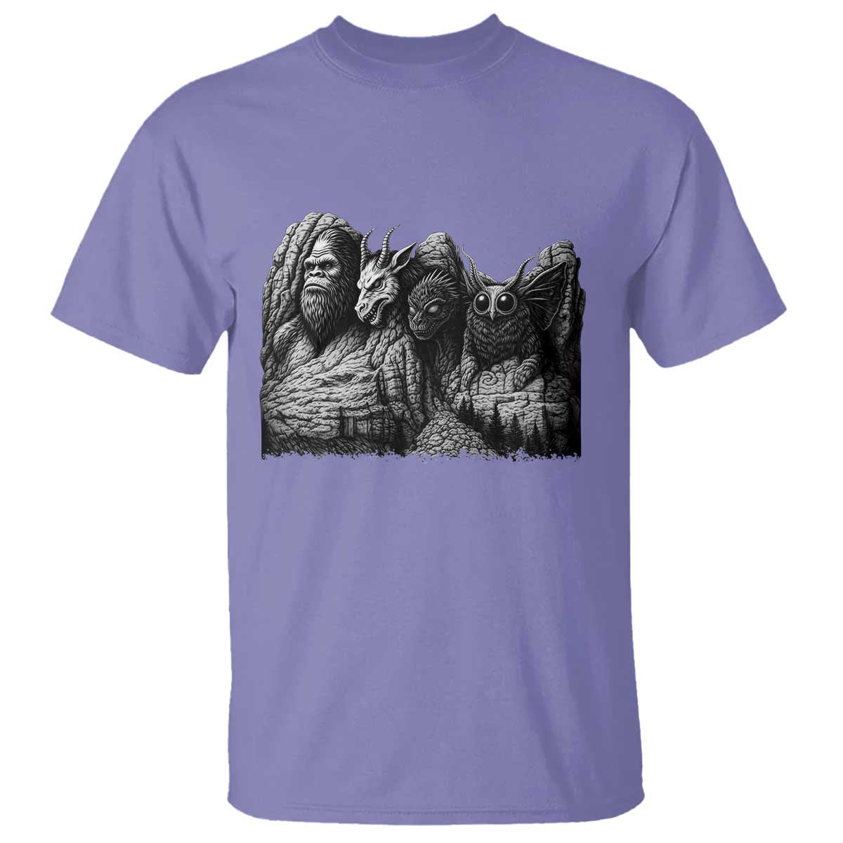 Cryptid Mount Rushmore T Shirt Bigfoot Mothman Jersey Devil Chupacabra