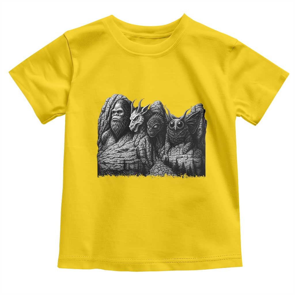 Cryptid Mount Rushmore Toddler T Shirt Bigfoot Mothman Jersey Devil Chupacabra