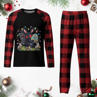 Funny Mothman Easter Bunny Ears Plaid Pajama Set Cryptid Lover Gift