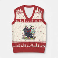 Funny Mothman Easter Bunny Ears V-Neck Knit Sweater Vest Cryptid Lover Gift