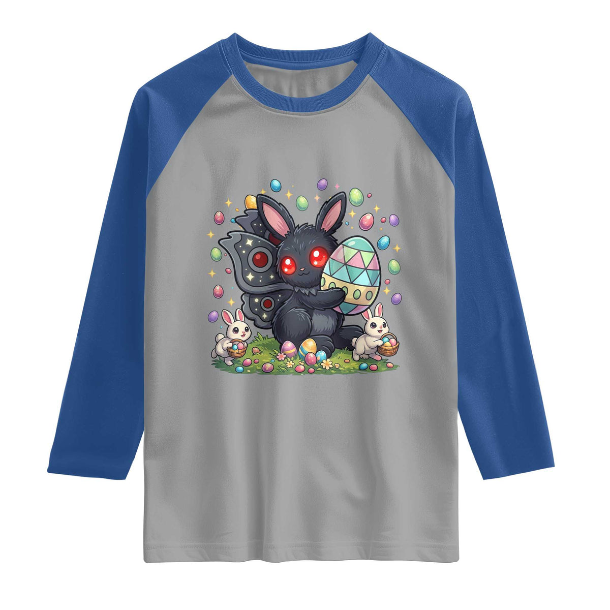 Funny Mothman Easter Bunny Ears Raglan Shirt Cryptid Lover Gift