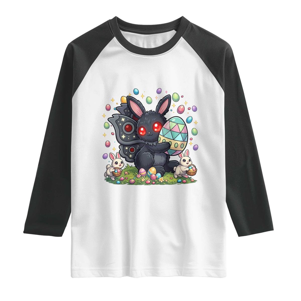 Funny Mothman Easter Bunny Ears Raglan Shirt Cryptid Lover Gift