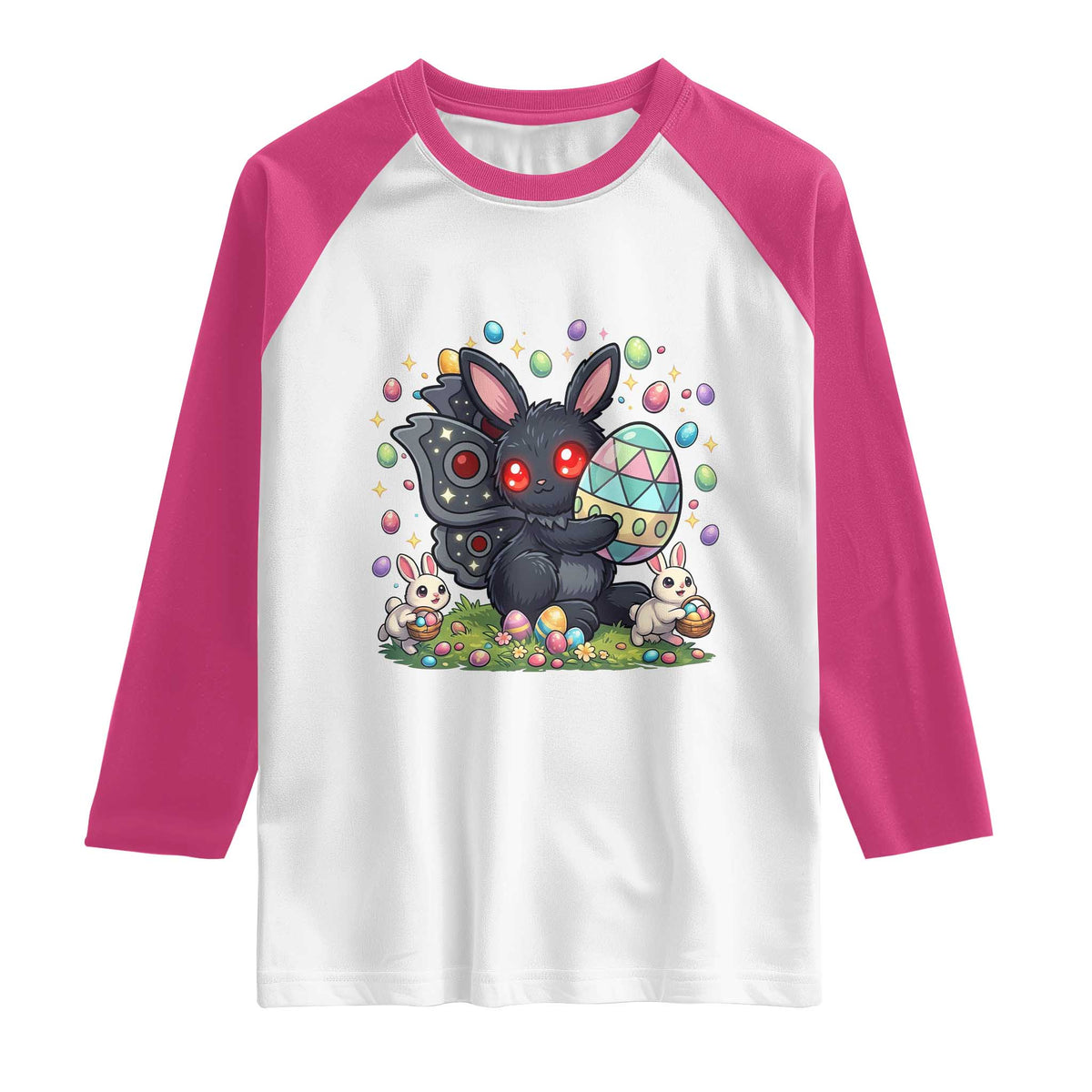 Funny Mothman Easter Bunny Ears Raglan Shirt Cryptid Lover Gift