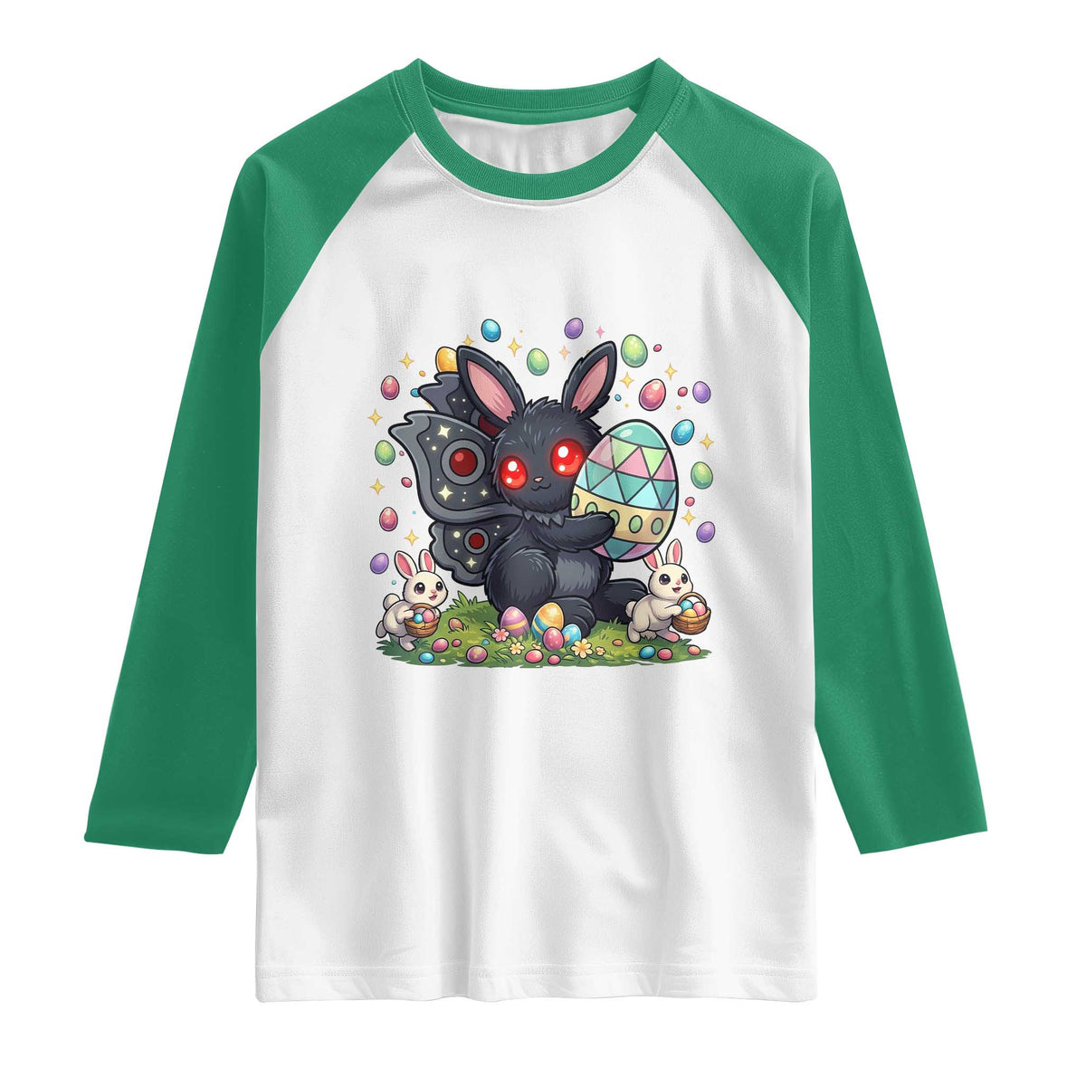 Funny Mothman Easter Bunny Ears Raglan Shirt Cryptid Lover Gift