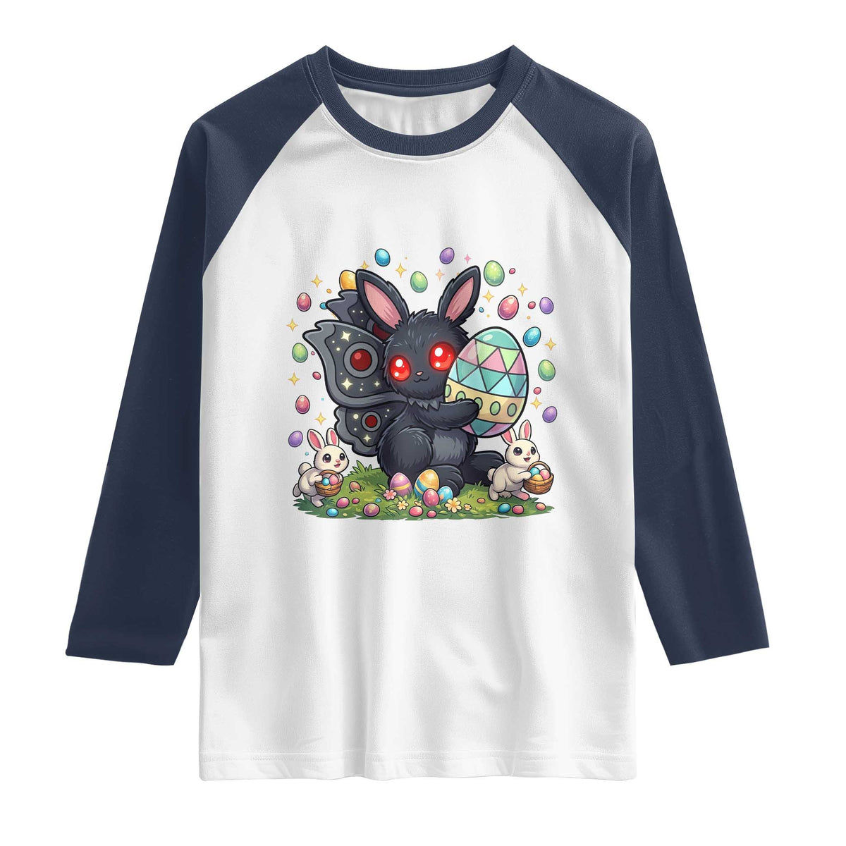 Funny Mothman Easter Bunny Ears Raglan Shirt Cryptid Lover Gift