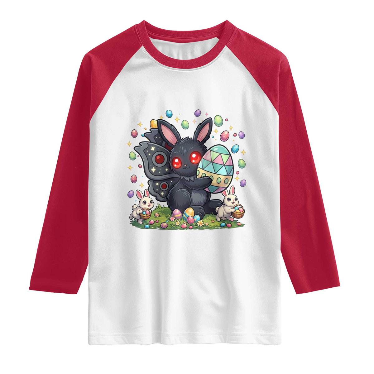 Funny Mothman Easter Bunny Ears Raglan Shirt Cryptid Lover Gift