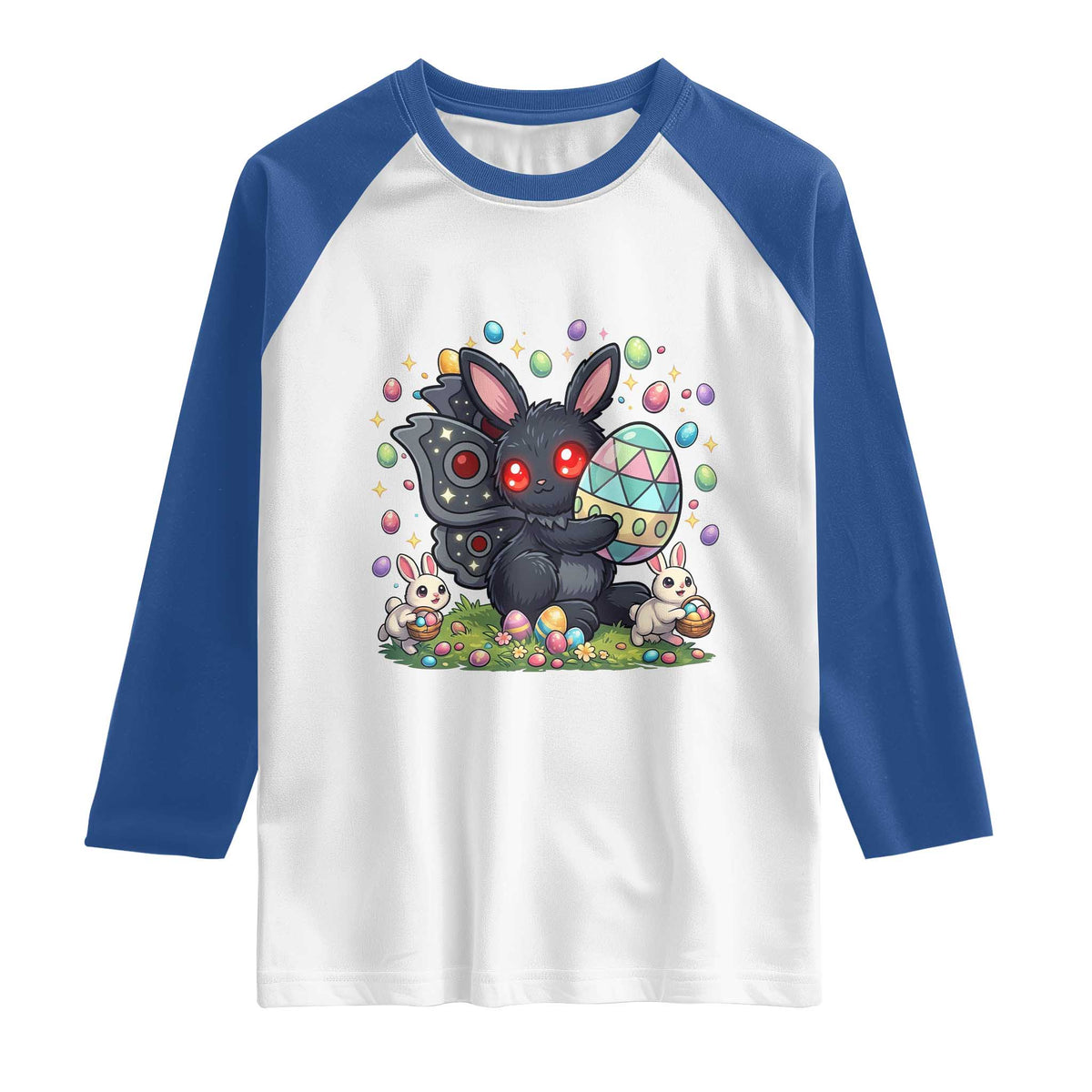 Funny Mothman Easter Bunny Ears Raglan Shirt Cryptid Lover Gift
