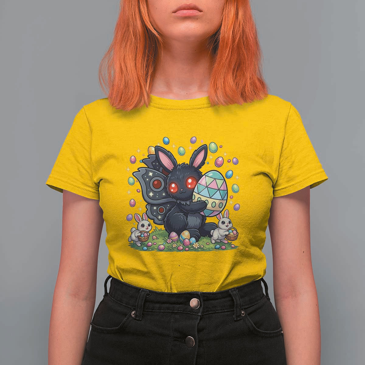 Funny Mothman Easter Bunny Ears T Shirt For Women Cryptid Lover Gift