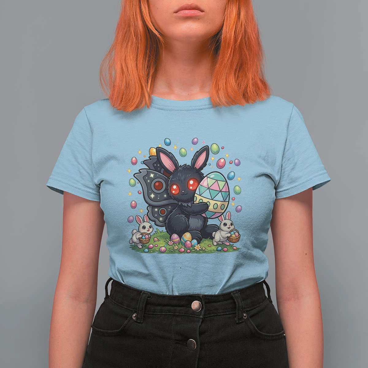 Funny Mothman Easter Bunny Ears T Shirt For Women Cryptid Lover Gift