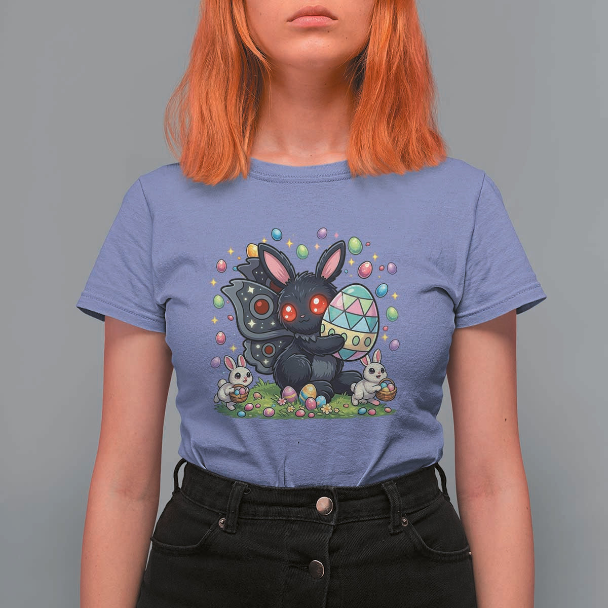 Funny Mothman Easter Bunny Ears T Shirt For Women Cryptid Lover Gift