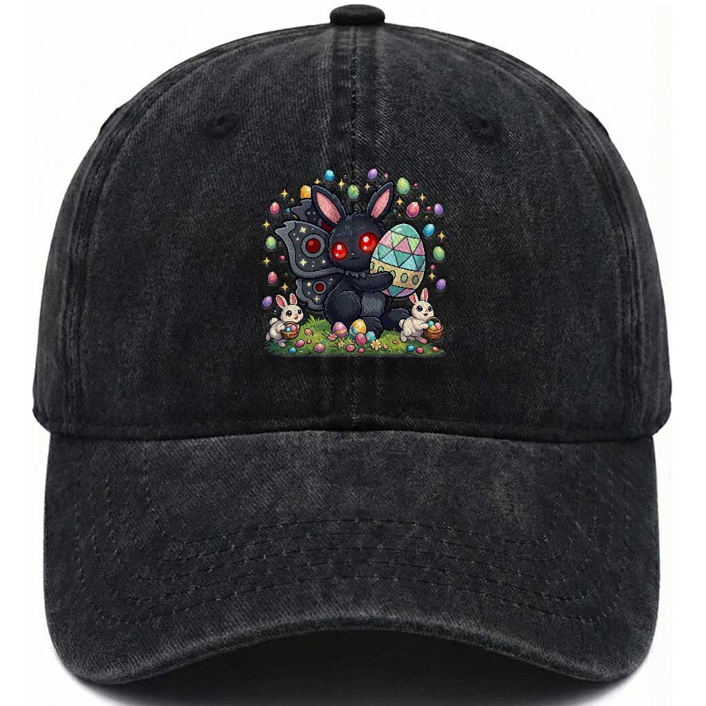 Funny Mothman Easter Bunny Ears Washed Cotton Baseball Cap Cryptid Lover Gift