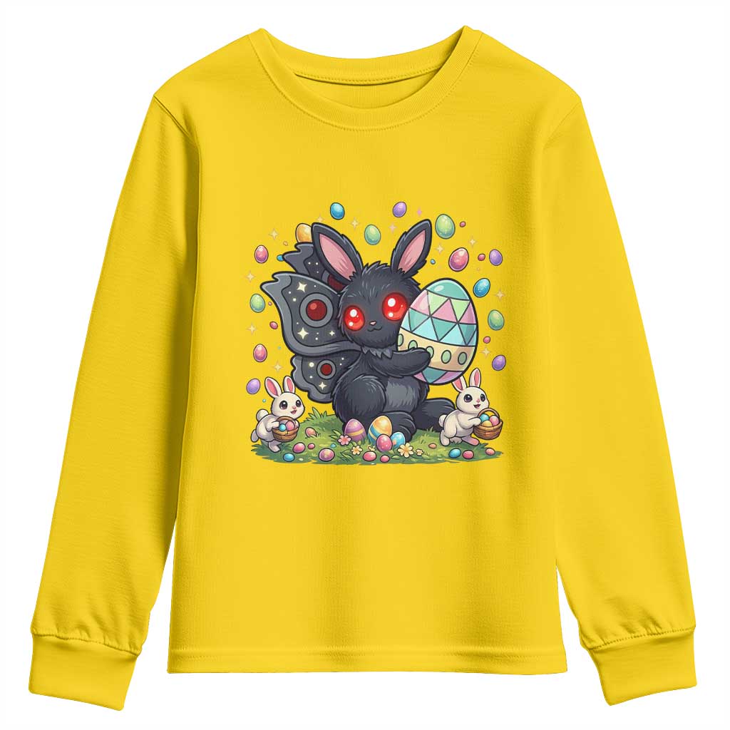 Funny Mothman Easter Bunny Ears Youth Sweatshirt Cryptid Lover Gift