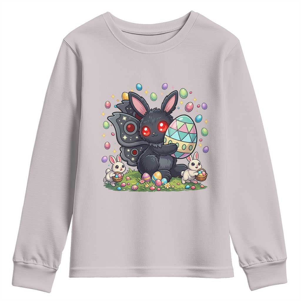 Funny Mothman Easter Bunny Ears Youth Sweatshirt Cryptid Lover Gift