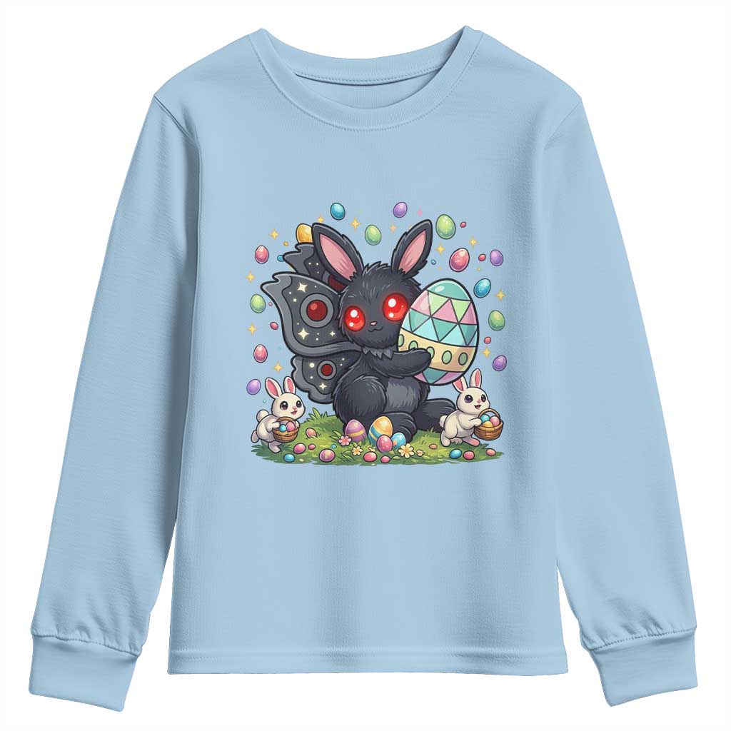 Funny Mothman Easter Bunny Ears Youth Sweatshirt Cryptid Lover Gift