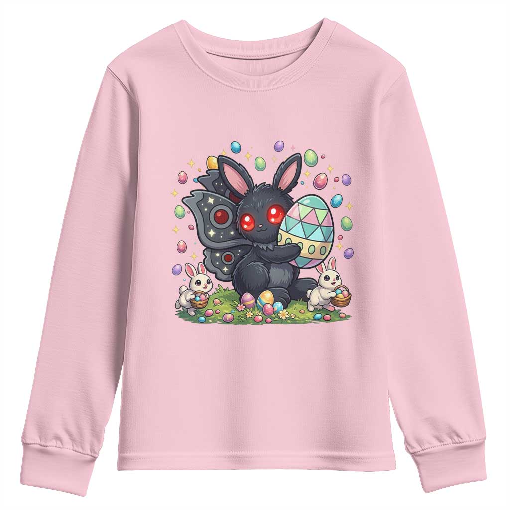 Funny Mothman Easter Bunny Ears Youth Sweatshirt Cryptid Lover Gift