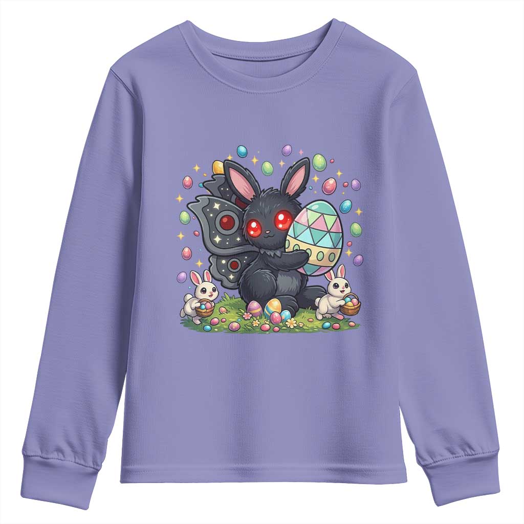 Funny Mothman Easter Bunny Ears Youth Sweatshirt Cryptid Lover Gift