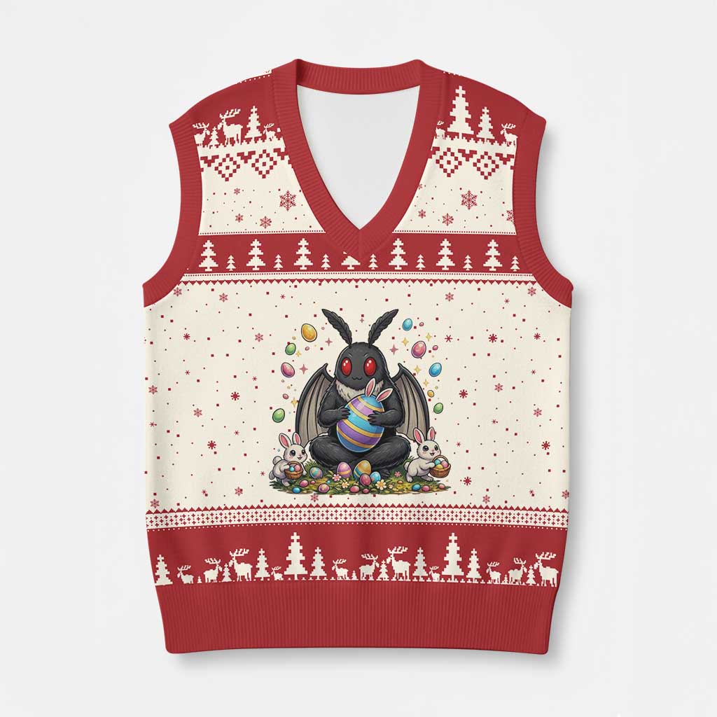 Mothman Easter Bunny V-Neck Knit Sweater Vest Funny West Virginia Cryptid Lover Gift