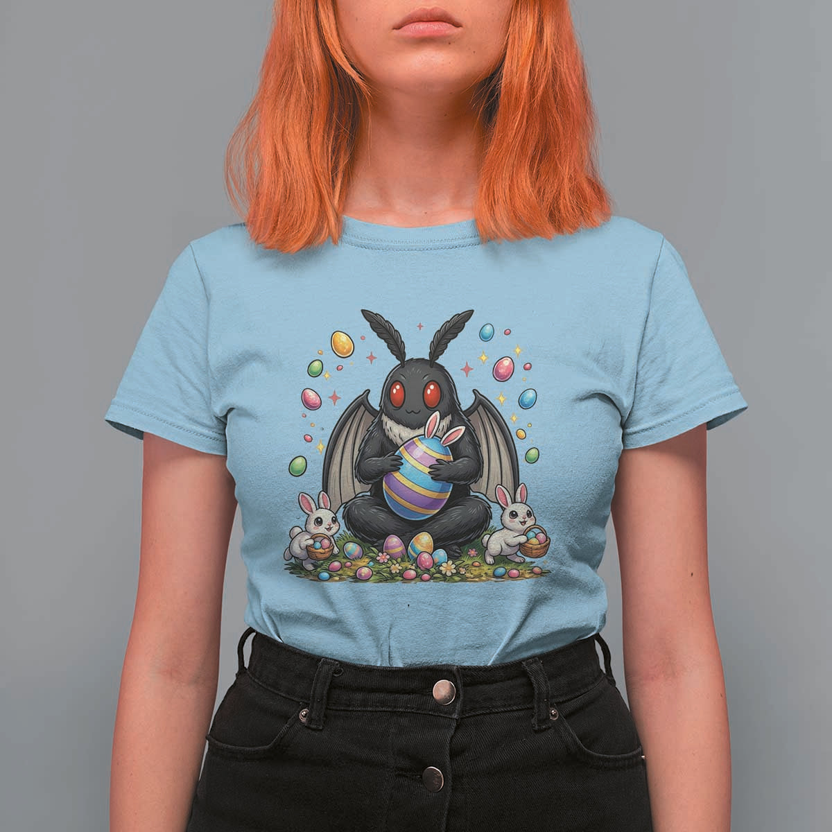 Mothman Easter Bunny T Shirt For Women Funny West Virginia Cryptid Lover Gift