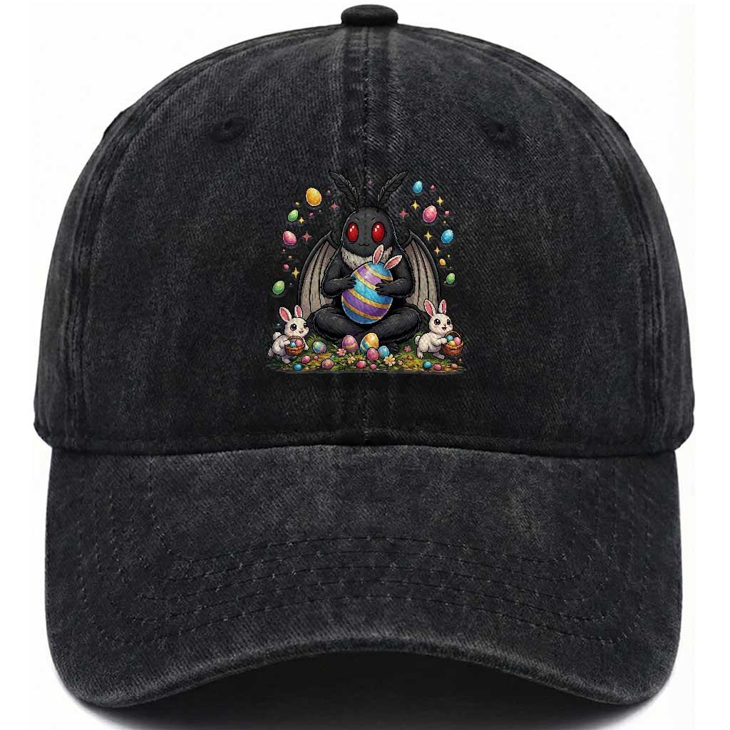 Mothman Easter Bunny Washed Cotton Baseball Cap Funny West Virginia Cryptid Lover Gift
